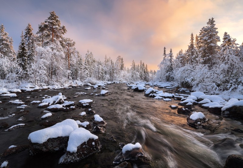 river, water, nature, winter, snow, outdoors, Russia