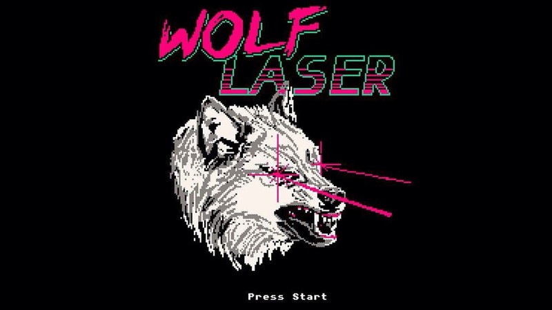 pixelated, head, wolf, laser