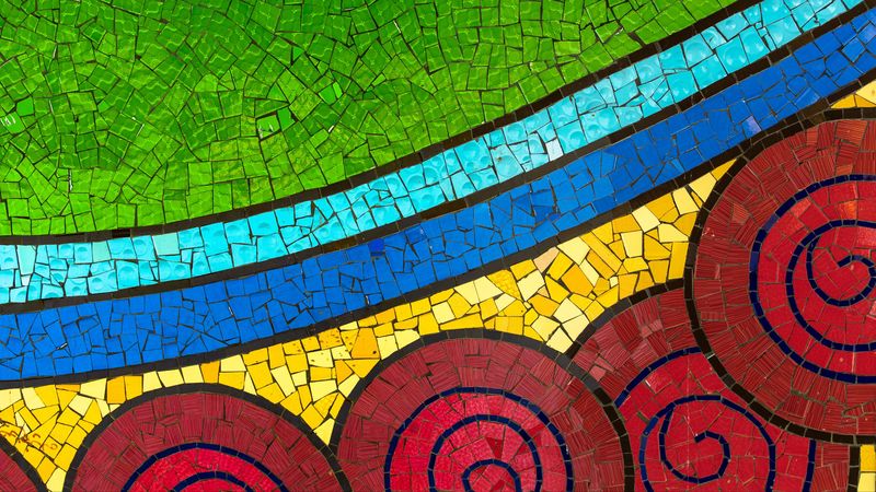 mosaic, colorful, patterns, wall, details, 4k