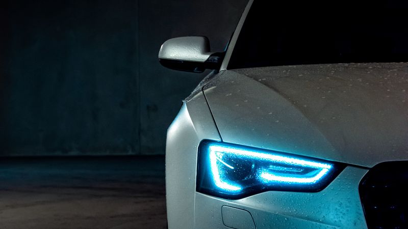 audi a5, audi, headlight, light, neon, xenon, 4k