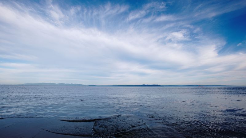 sea, horizon, sky, clouds, vladivostok, russia, 4k