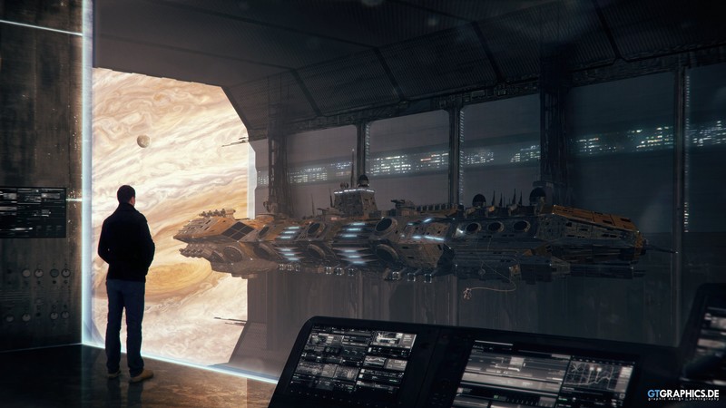 Taenaron, battleships, 3D, planet, space station, Jupiter