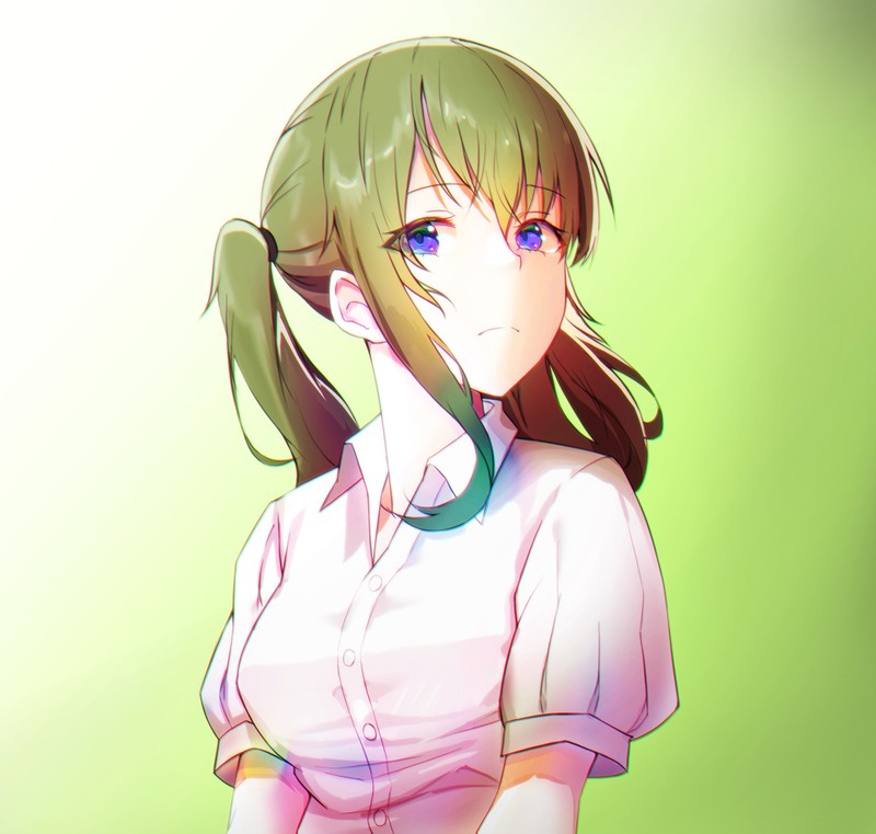 chromatic aberration, gradient, anime girls, anime, purple eyes, colorful, face
