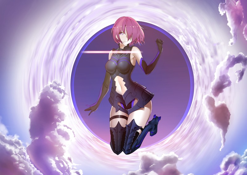 Fate Series, chromatic aberration, Fate/Grand Order, anime, anime girls, Shielder (Fate/Grand Order)