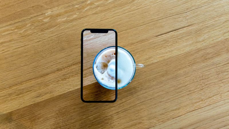 phone, coffee, cup, wooden, 4k