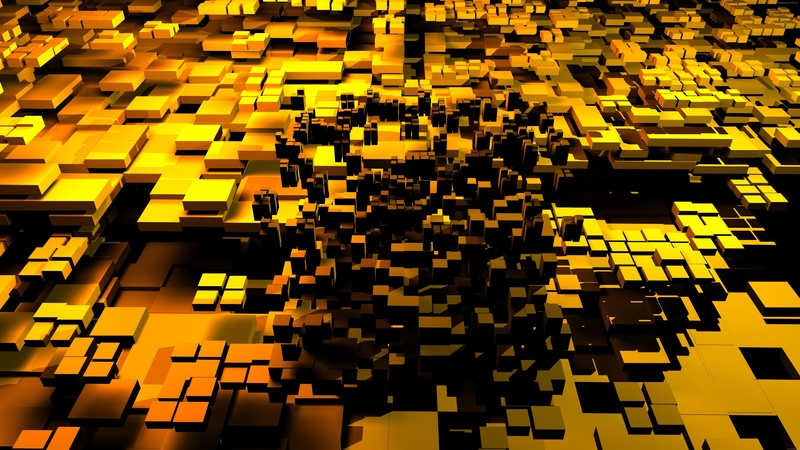 3D, cube, yellow background, polygon art, yellow