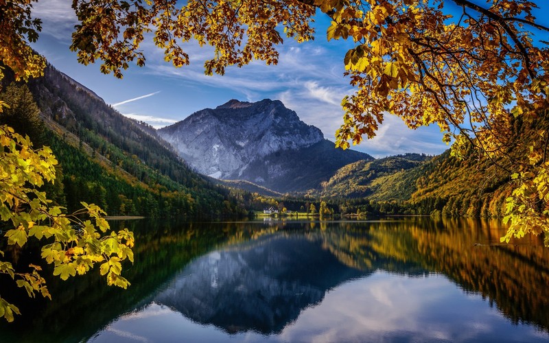 Austria, lake, fall, nature, mountains, outdoors