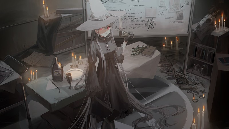 anime, anime girls, digital art, artwork, 2D, portrait, pentagram, high angle