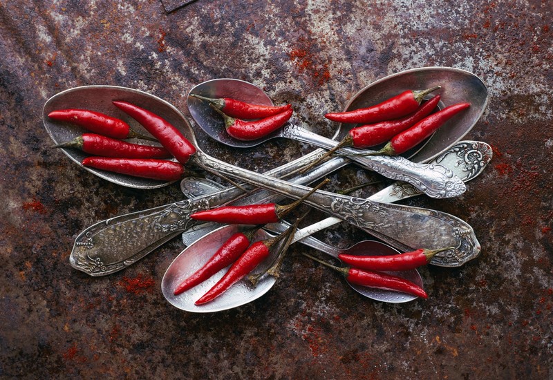spoon, food, Pepper, vegetables, chilli peppers