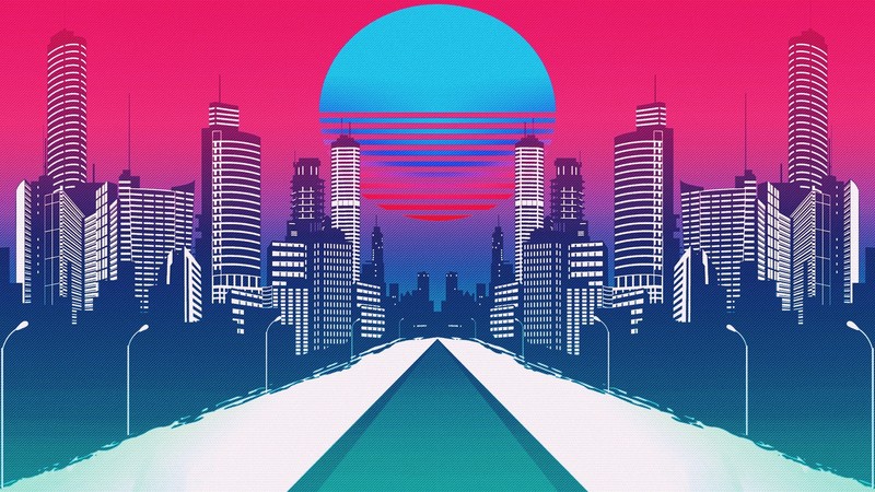 neon, city, cityscape, digital art, synthwave, Retrowave