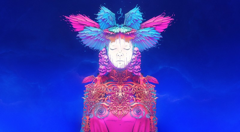 blue background, artwork, science fiction, illustration