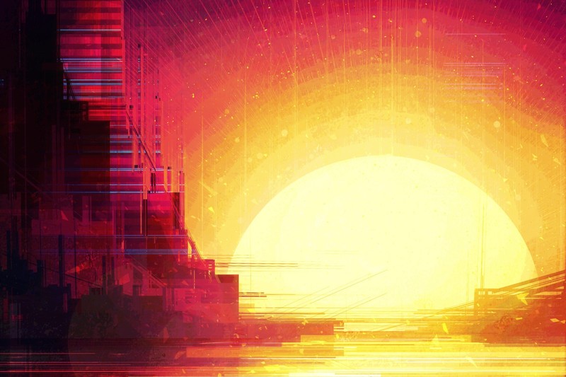 artwork, Sun, sunset, illustration