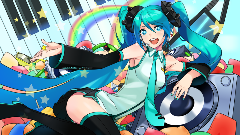 Hatsune Miku, Vector trace, blue hair