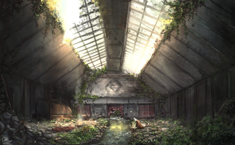 Tommy Chandra, rabbits, ruins, stream, campfire, artwork