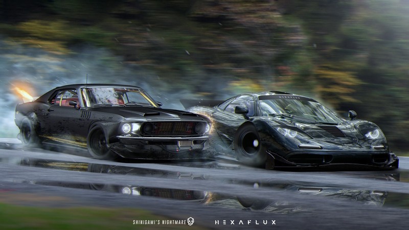 artwork, car, racing, vehicle, Ford, Ford Mustang, McLaren, McLaren F1