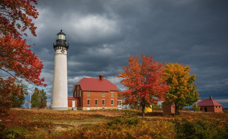 Michigan, USA, building, sky, fall, outdoors