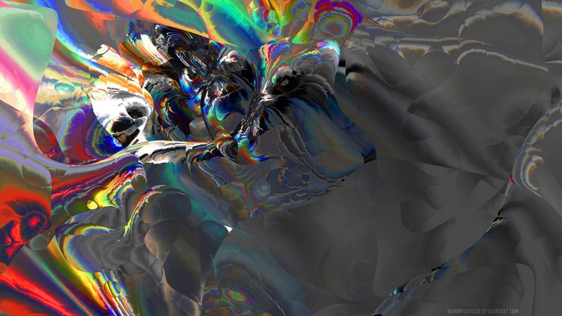 abstract, RammPatricia, digital art, colorful, rainbows, metal, watermarked