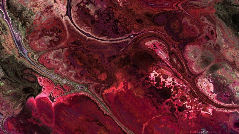 abstract, RammPatricia, digital art, blood, flesh, fluid, bubbles, watermarked, red