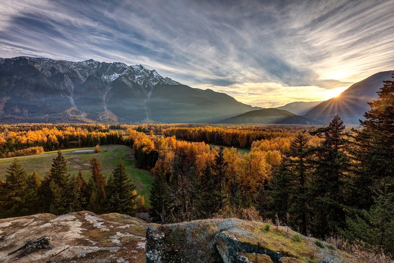 Canada, trees, landscape, mountains, nature, sky, fall
