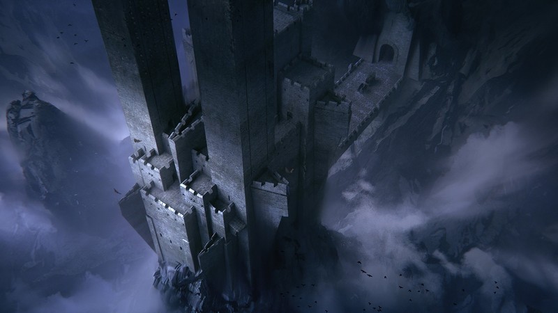 concept art, Nikola Sinitsa, mist, castle, medieval, fantasy art