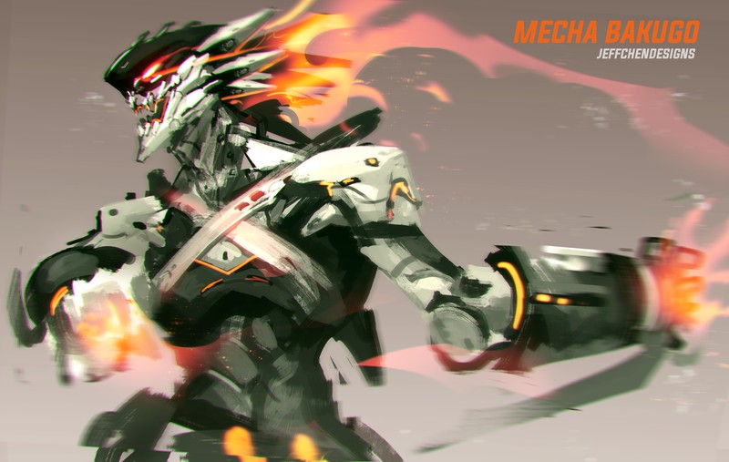 anime, Boku no Hero Academia, futuristic armor, futuristic, mech, Katsuki Bakugou