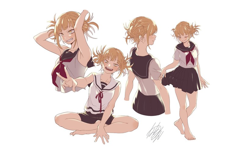anime, Boku no Hero Academia, anime girls, Himiko Toga, simple, simple background