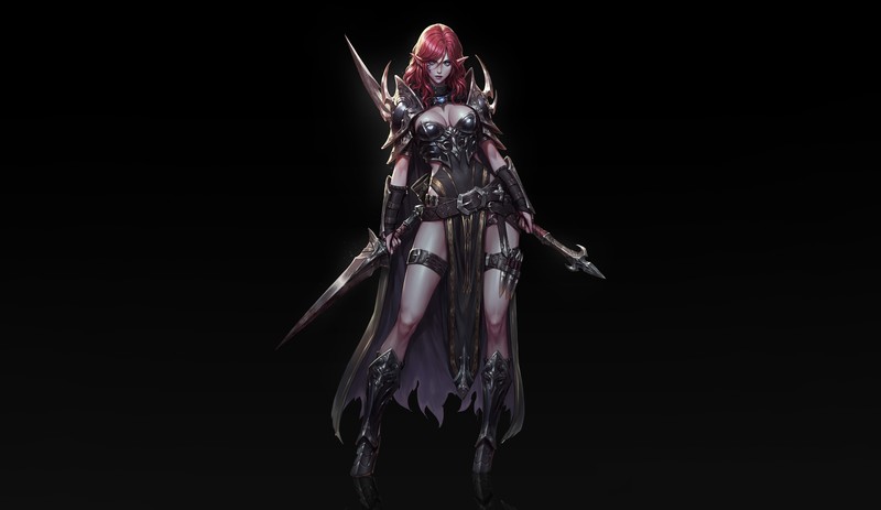 artwork, fantasy art, fantasy girl, warrior, pointy ears, simple background