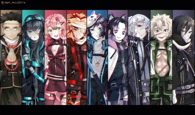 anime, anime girls, digital art, artwork, 2D, portrait, Kimetsu no Yaiba, collage