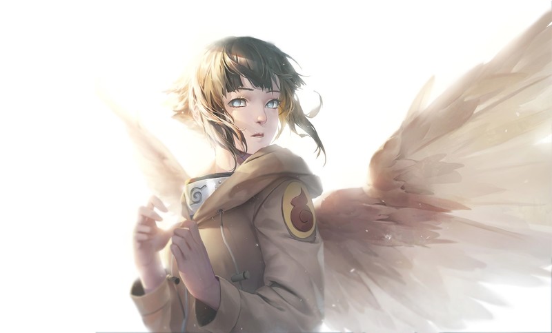 Hyuuga Hinata, Naruto (anime), anime, wings, angel, fantasy art, fantasy girl, anime girls