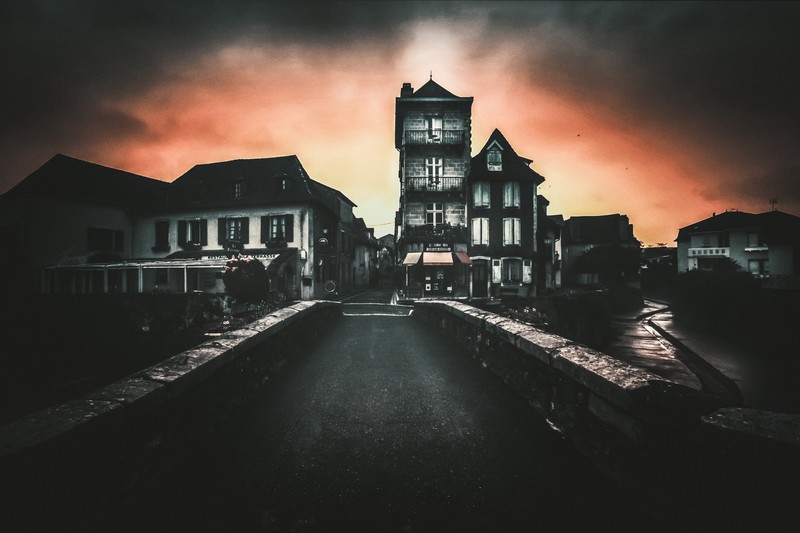 dark, sky, house, building