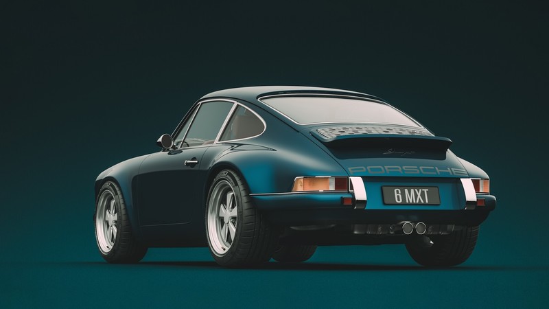 digital art, render, car, vehicle, sports car, Porsche, teal