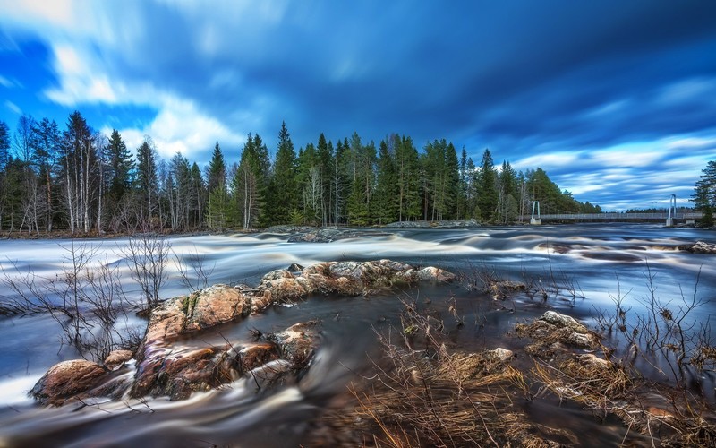 water, sky, river, nature, trees, outdoors