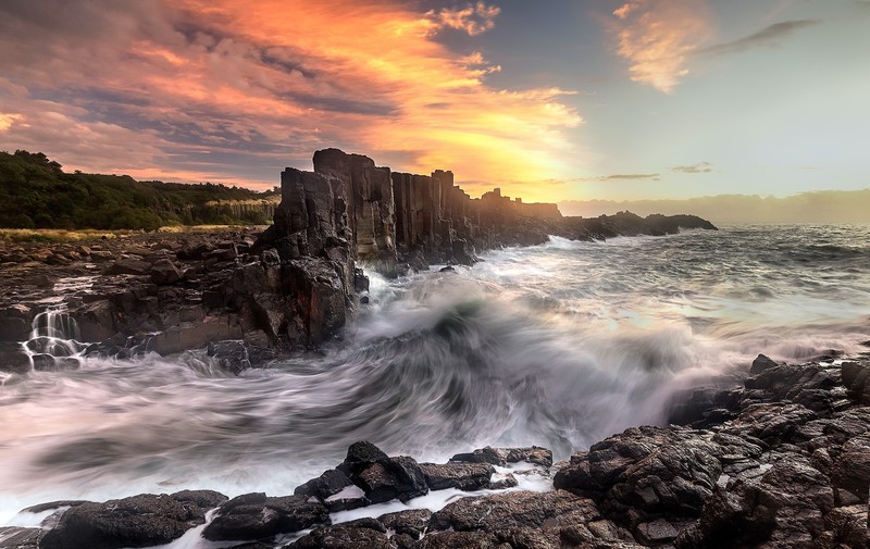 sea, coast, rock, nature, outdoors, water, sky, Bombo Headland Quarry, Kiama, NSW Australia