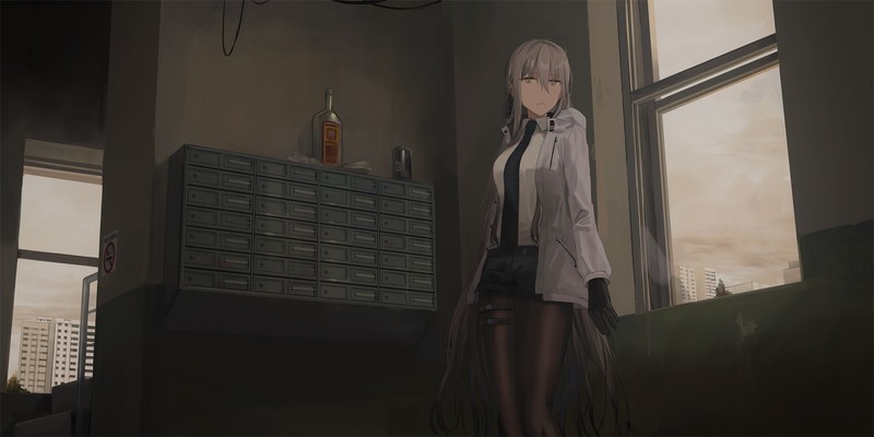 Chihuri 45, white hair, Russia, anime, anime girls, low-angle, Slavic