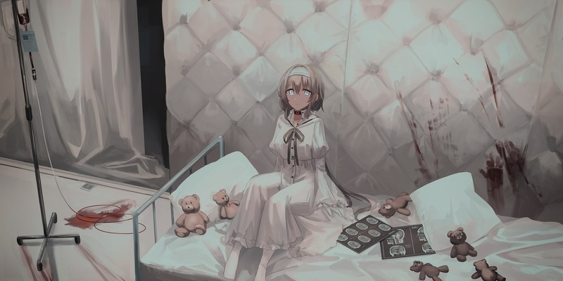 Chihuri 45, blood, looking at viewer, anime, anime girls