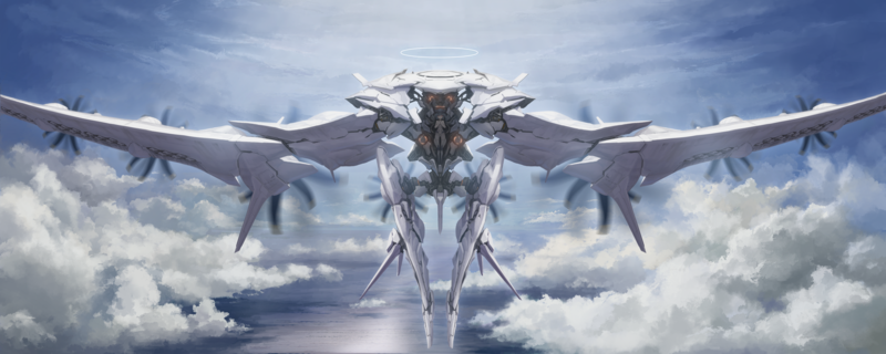 Tom-neko (zamudo akiyuki), clouds, water, Halo, anthropomorphism, sky, frontal view