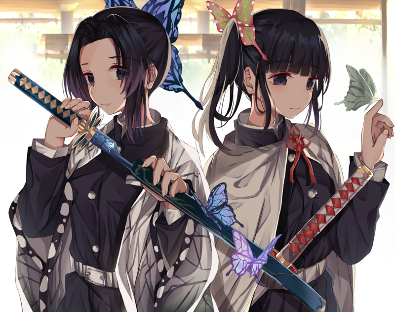 anime, anime girls, digital art, artwork, portrait, 2D, Kimetsu no Yaiba, Kanao Tsuyuri, Kochou Shinobu