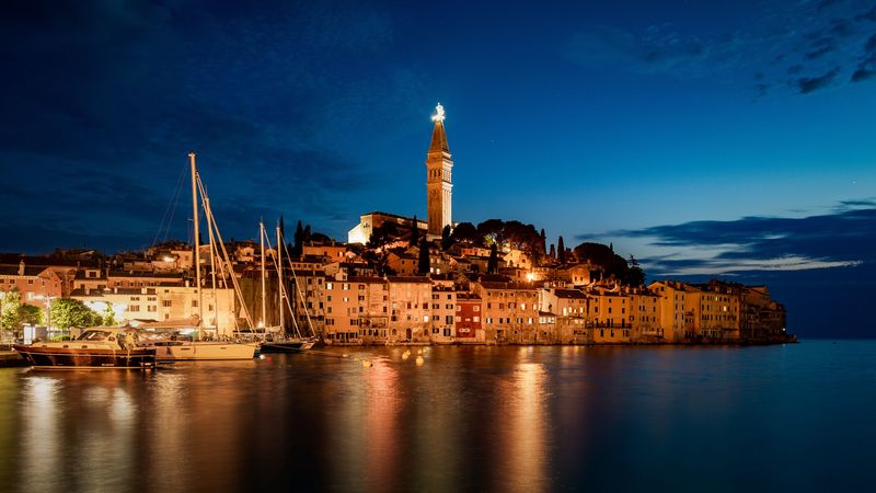 night city, tower, lights, reflection, 4k
