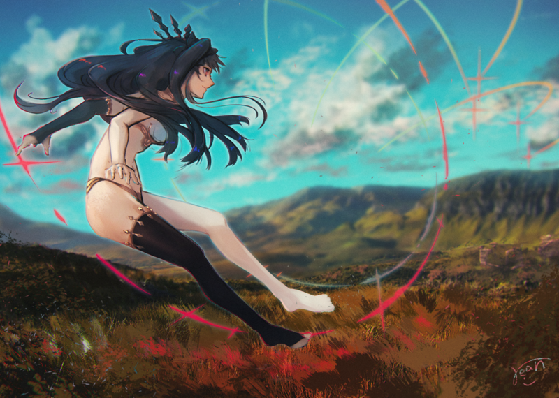 anime, anime girls, digital art, artwork, 2D, portrait, Ishtar (Fate/grand order), Ishtar (Fate Grand Order), Fate Series, Fate/Grand Order, missing sock