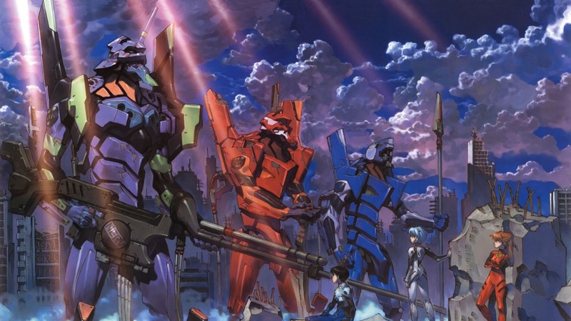 anime, Neon Genesis Evangelion, EVA Unit 00, EVA Unit 01, EVA Unit 02, Ikari Shinji, Ayanami Rei, Asuka Langley Soryu
