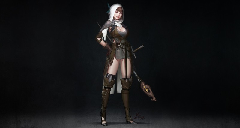 simple background, fantasy art, fantasy girl