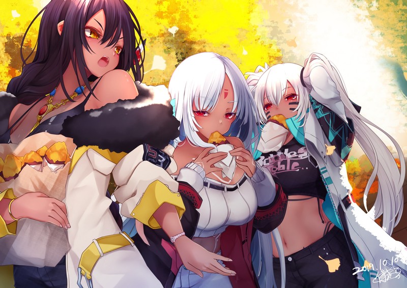 Azur Lane, black hair, white hair, red eyes, twintails, long hair, South Dakota (Azur Lane), Massachusetts (Azur Lane), Alabama (Azur Lane), anime, anime girls