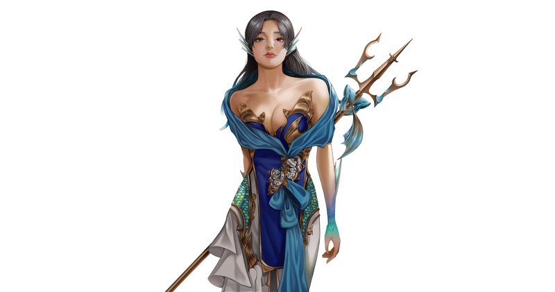 simple background, white background, fantasy girl, fantasy art