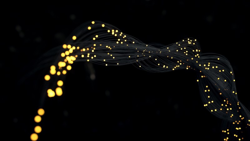 space, Cinema 4D, lights, dark background, wires, dots, black, fiber optic, Optic fiber, bokeh