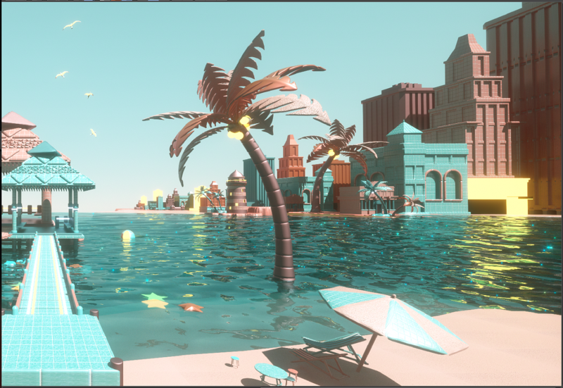 Cinema 4D, render, palm trees