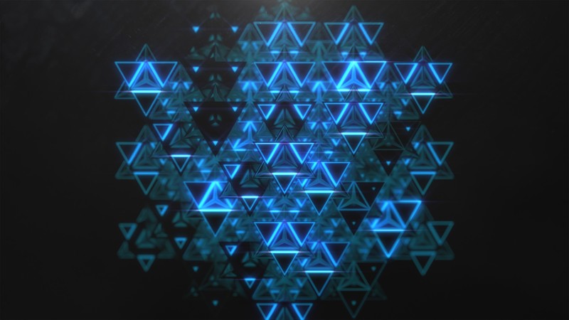 space, Cinema 4D, blue, triangle, digital art, render