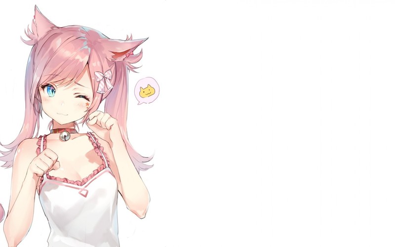 anime, anime girls, simple background, simple, neko ears, cat ears