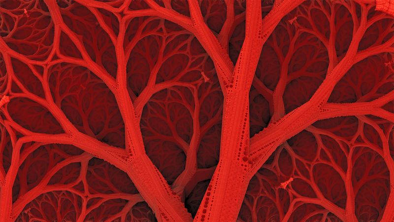 lines, structure, red, forms, 4k