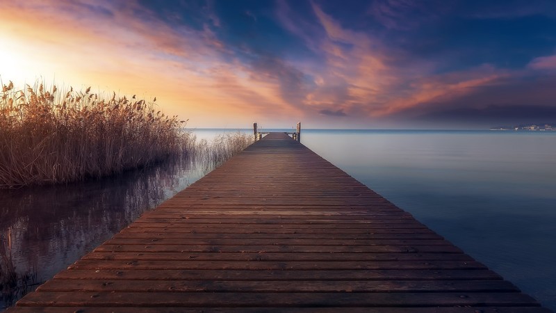 sky, clouds, water, pier, outdoors