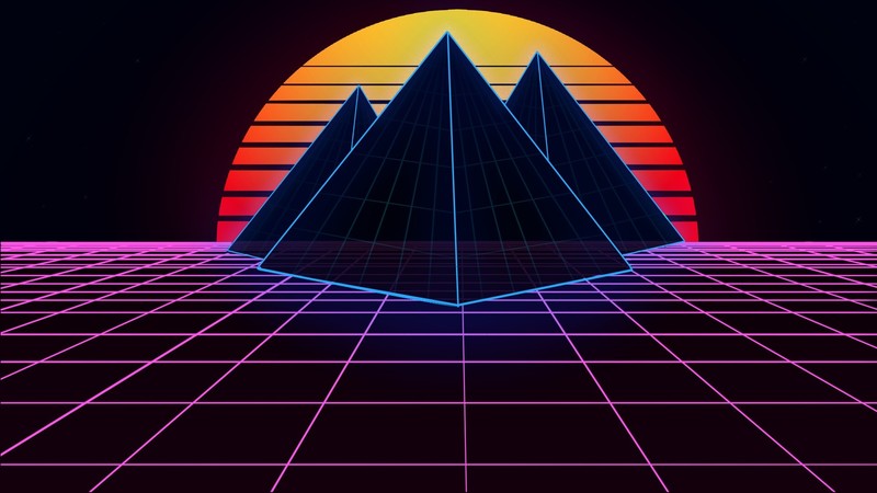 synthwave, digital art, pyramid, Retrowave, vaporwave